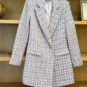 ASOS Pink and White Tweed Blazer - boxy fit